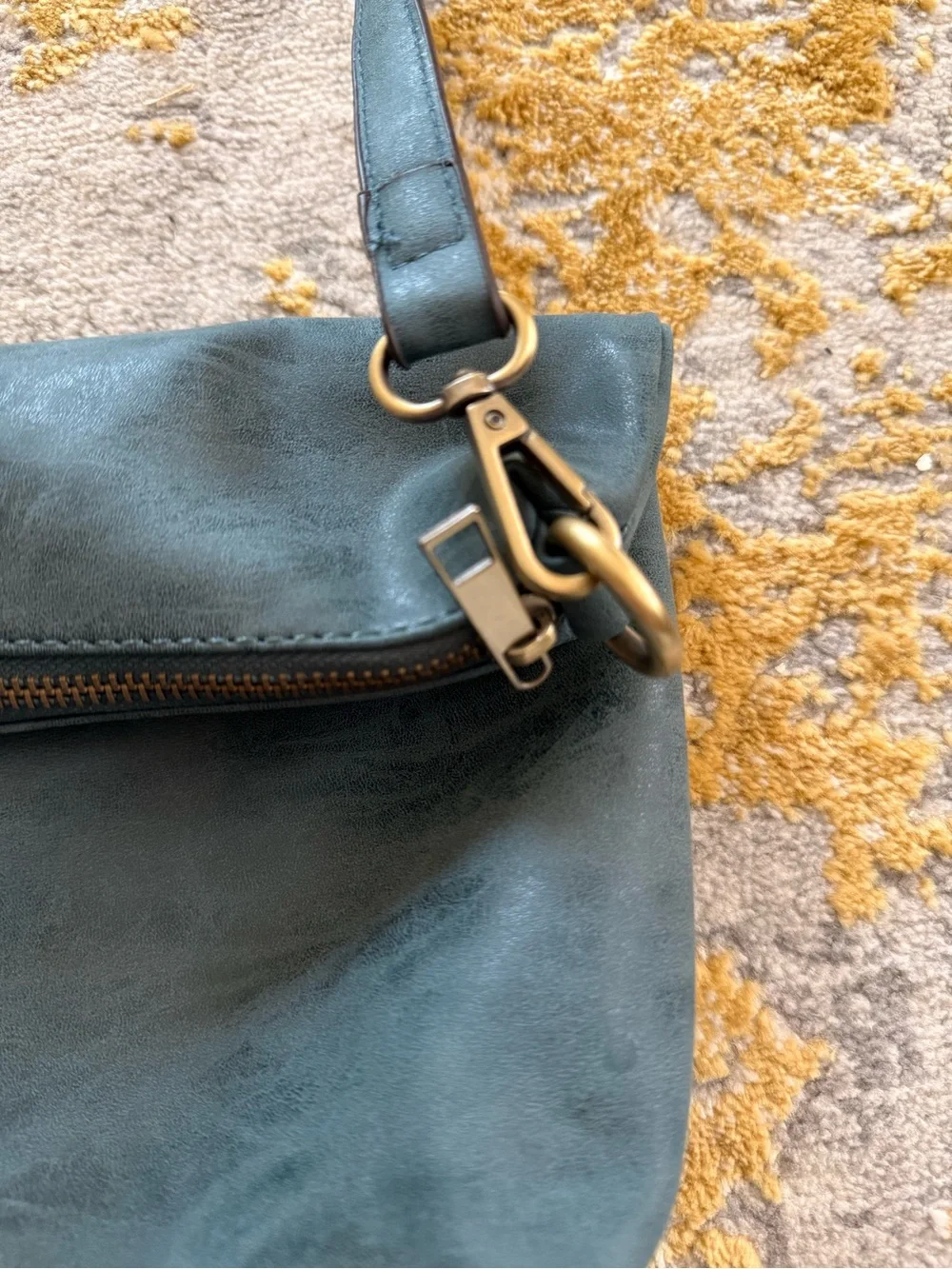 Joy Susan Teal Vegan Leather Convertible Hobo Shoulder Crossbody Bag
